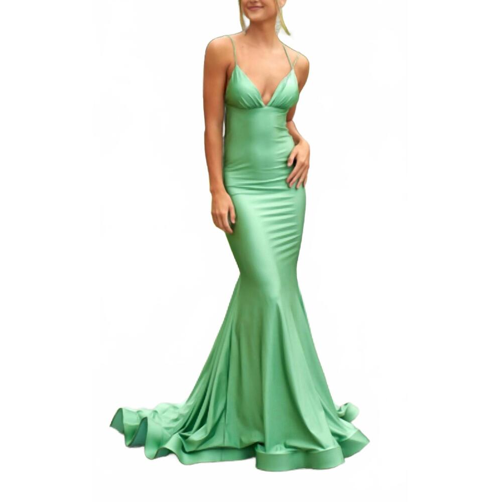 NEW ATRIA jersey mermaid gown in basil
